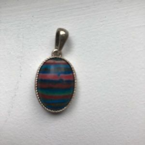 Sterling silver rainbow obsidian pendant